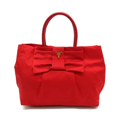 bn1601 prada bow|PRADA Bow Heart Pattern Tote Handbag Testuto Nylon Bn1601.